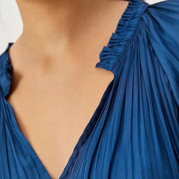 Anthropologie Tomasa Pleated Tunic Royal Blue - Picture 3 of 9